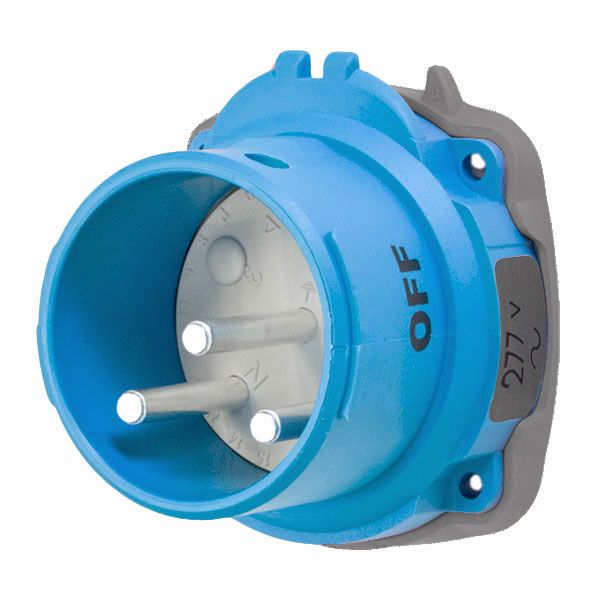 63-68045 - DSN60 INLET POLY BLUE SIZE 3 TYPE 4X IP 69 1P+N+G 60A 277 VAC 60 Hz NO AUX